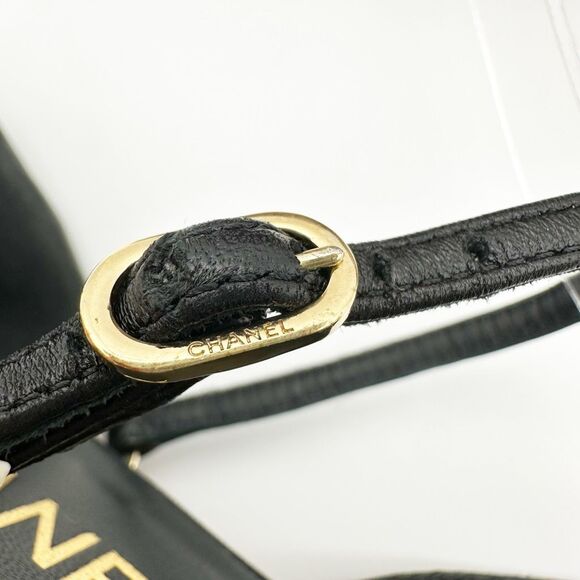CHANEL Black CC Logo Mary Jane Ballet Flat Size 36.5 Leather Cap Pointed Toe - Picture 4 of 15